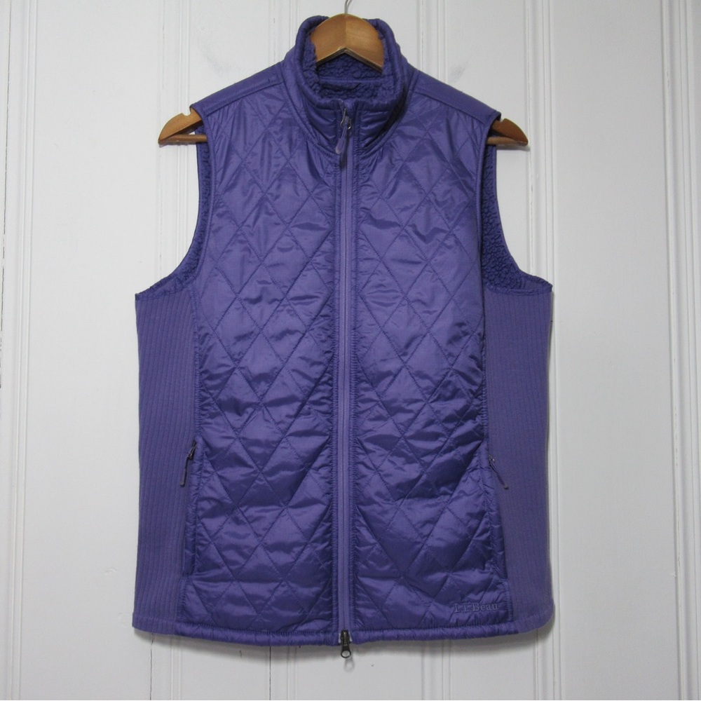 L.L. Bean Purple Quilted Sherpa Lined Vest Size Large